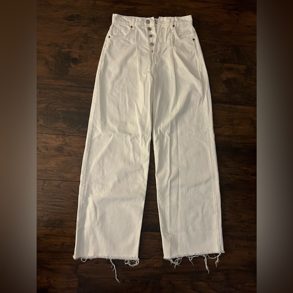 Reformation White Flare Wide Leg Jeans